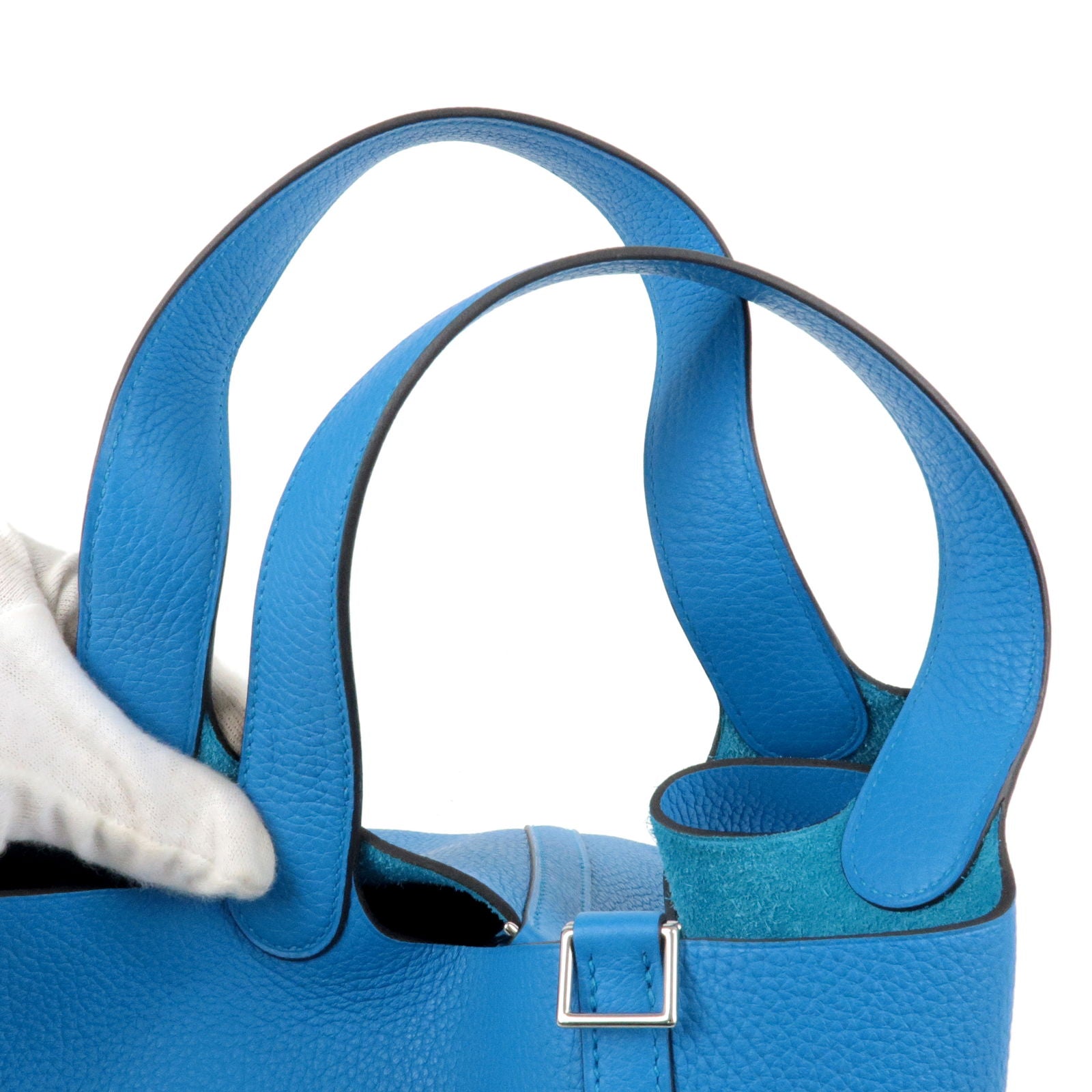 HERMES Picotin Lock PM Hand bag Taurillon Clemence leather Blue zanzibar  Used