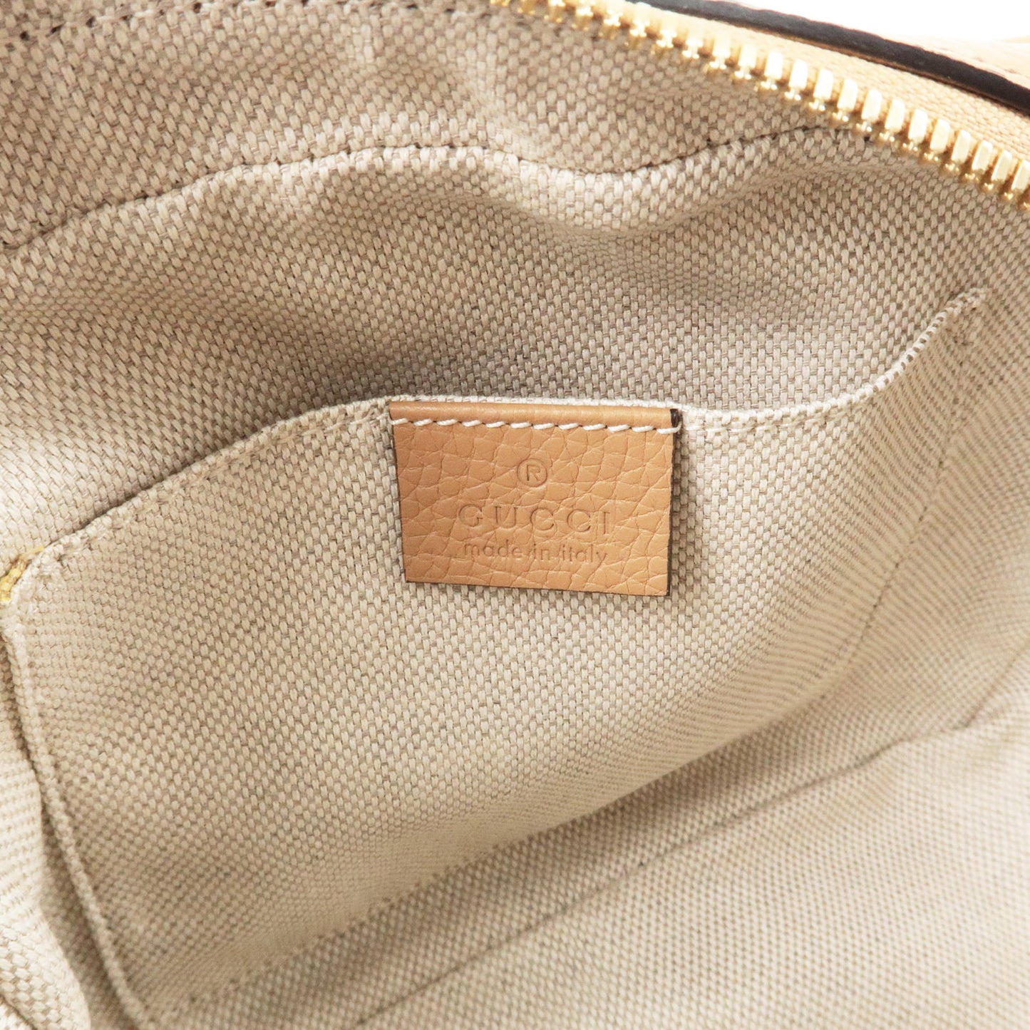 GUCCI SOHO Logo Leather Crossbody Shoulder Bag Beige 308364