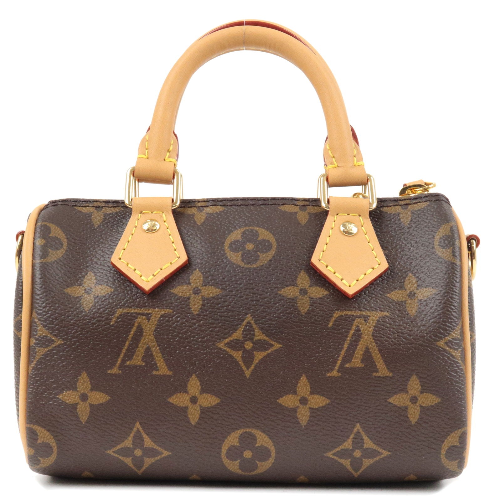 Louis Vuitton Monogram Mini speedy Leather Fabric Brown Handbag