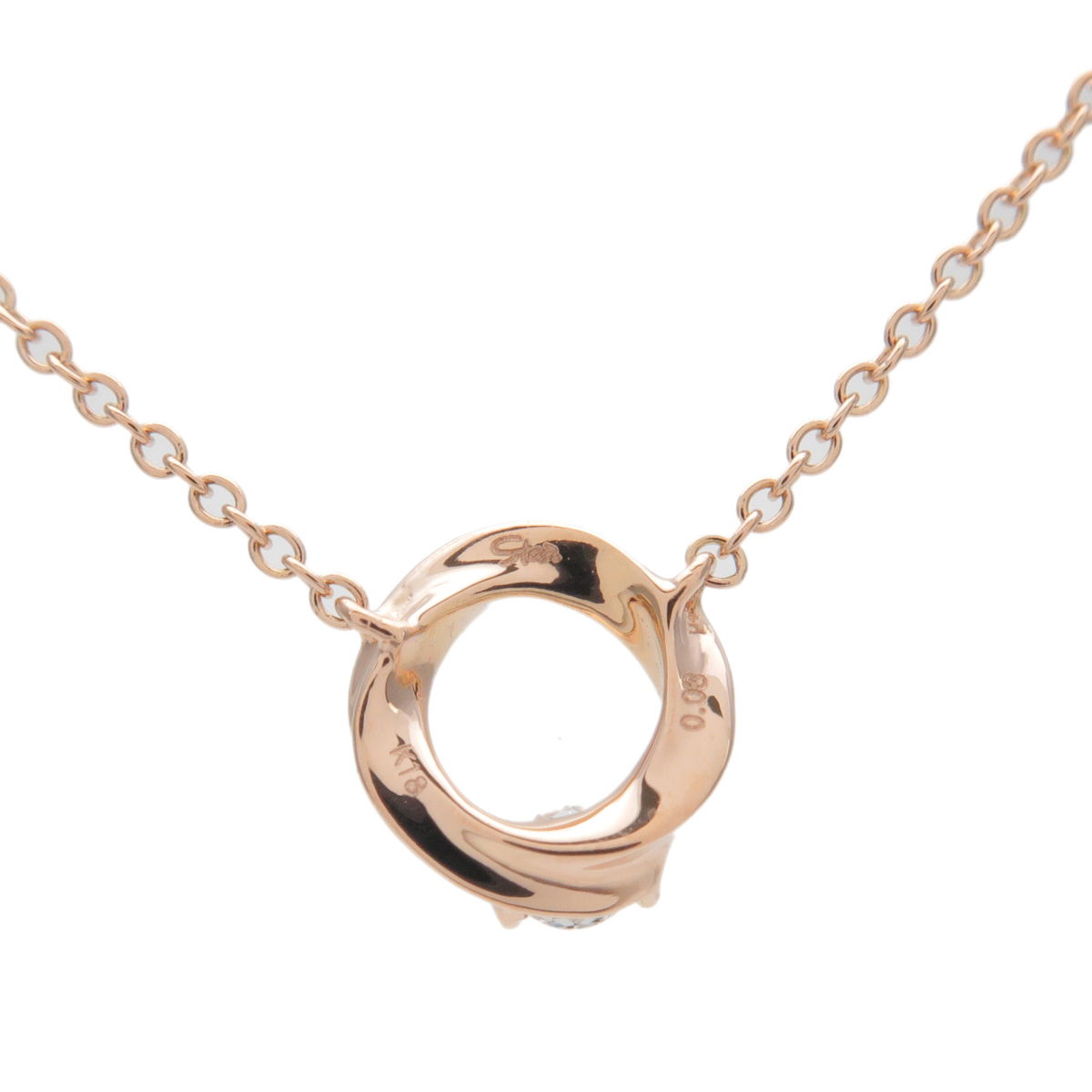 STAR JEWELRY 1P Diamond Necklace 0.03ct K18PG 750 Rose Gold