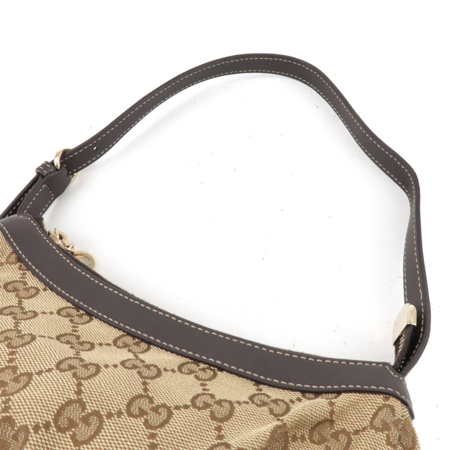 GUCCI Lovely GG Canvas Leather Hand Bag Pouch Beige Brown 245938