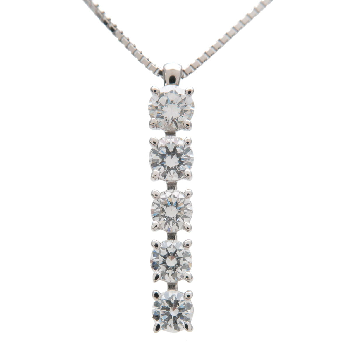 TASAKI-5P-Diamond-Necklace-0.77ct-K18PG-750-White-Gold