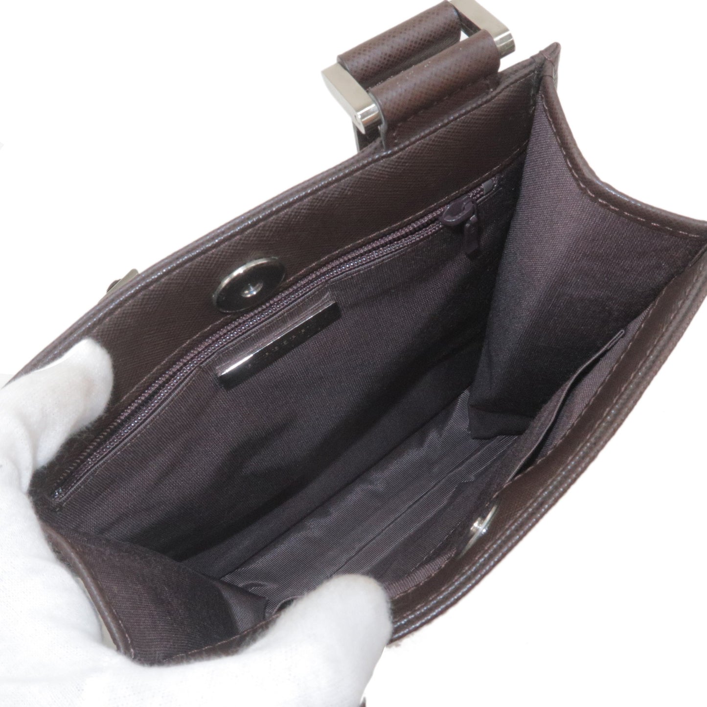 BURBERRY Canvas Leather Nova Plaid Shoulder Bag Beige Brown