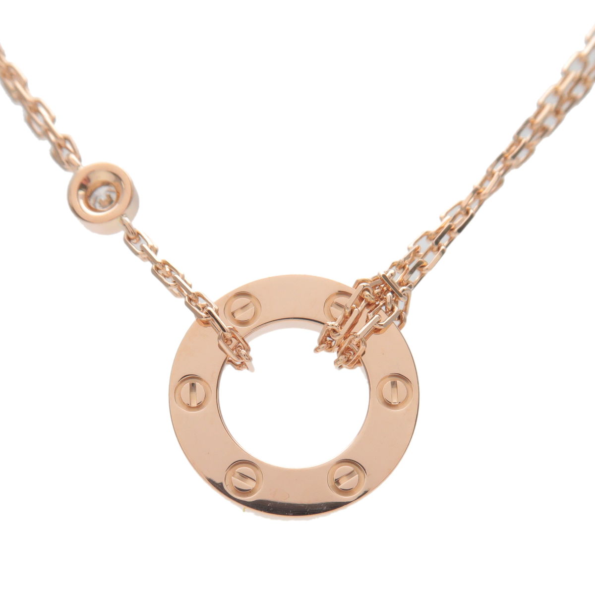 Cartier Love Circle 2P Diamond Necklace K18 750PG Rose Gold