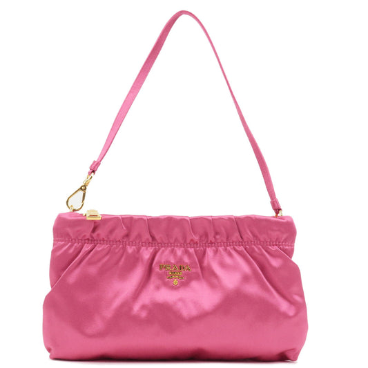PRADA-Satin-Pouch-Cosmetic-Pouch-Mini-Hand-Bag-Pink-1N1662