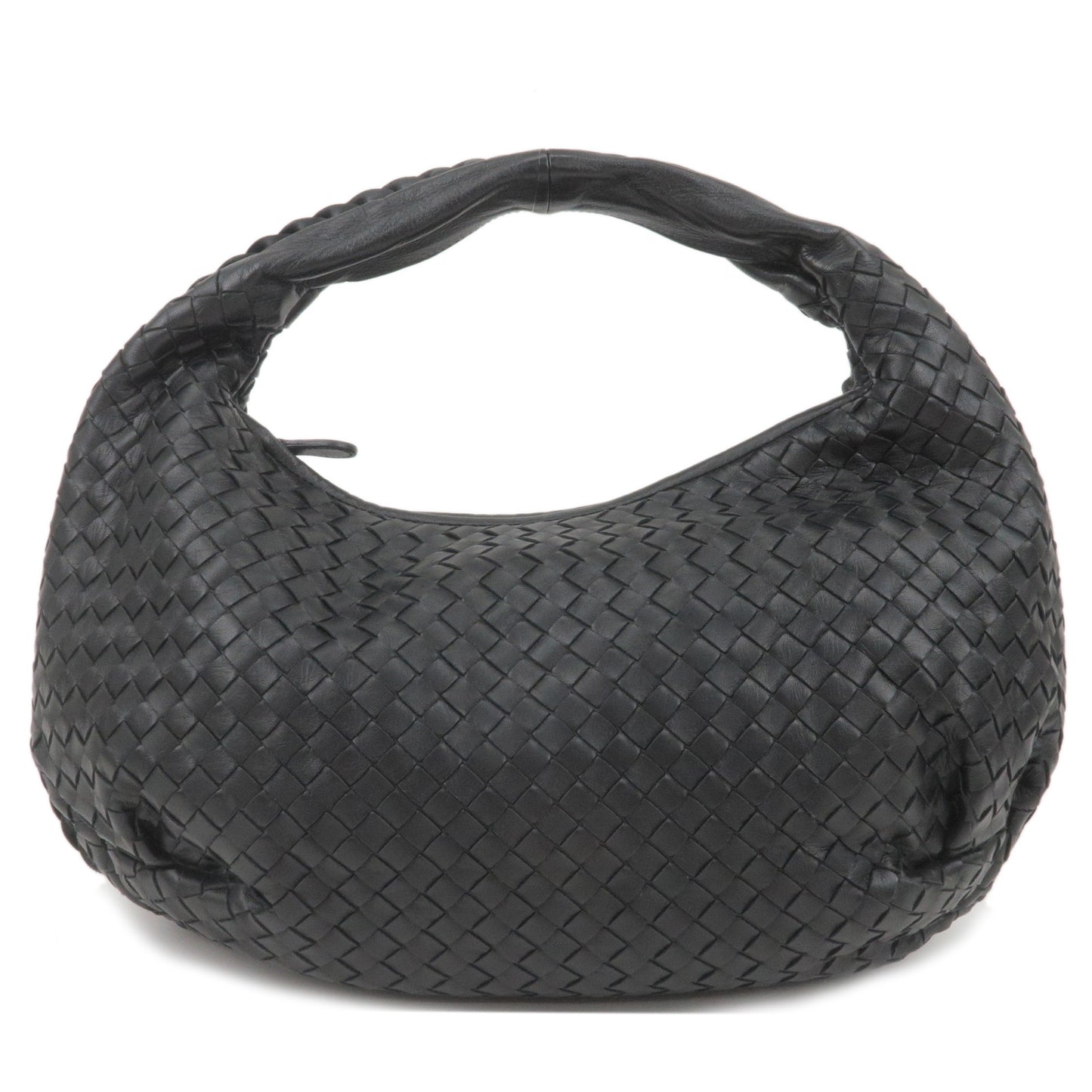 BOTTEGA-VENETA-Intrecciato-Leather-Shoulder-Bag-Black-232499