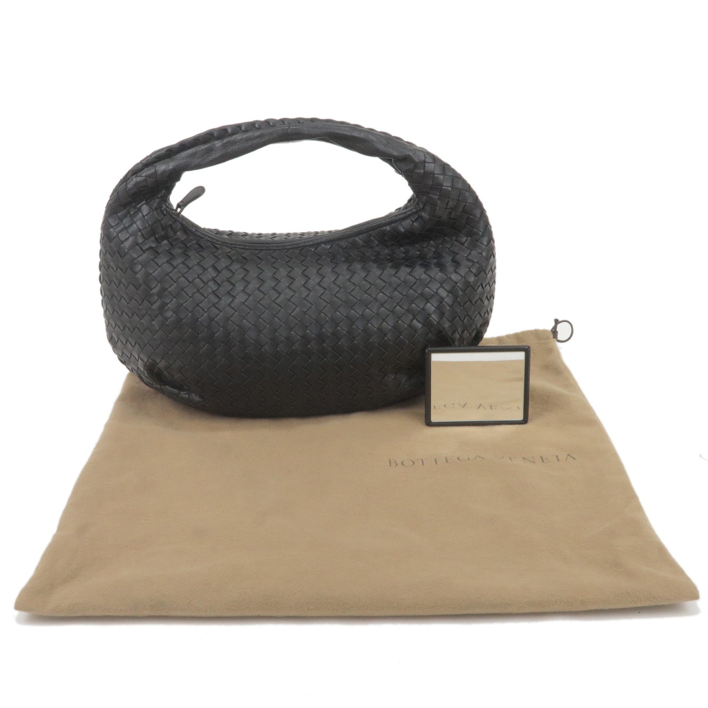 BOTTEGA VENETA Intrecciato Leather Shoulder Bag Black 232499