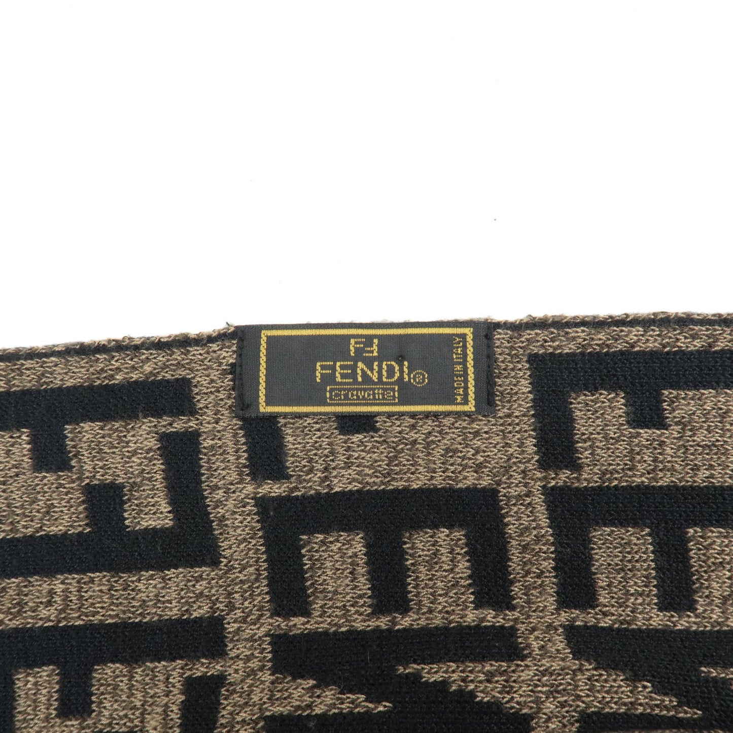 FENDI Zucca Print Knit Scarf Brown Black
