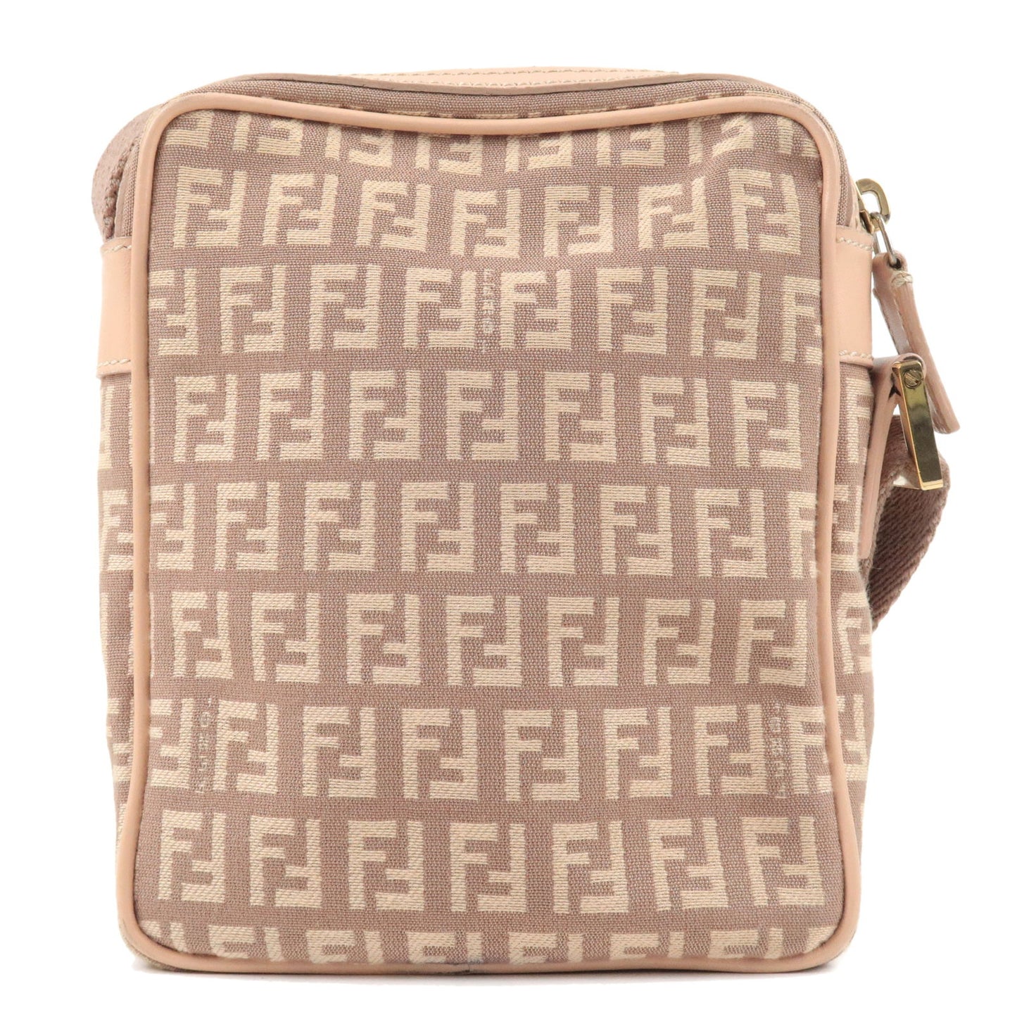 FENDI Zucchino Canvas Leather Crossbody Shoulder Bag Pink 8BT098
