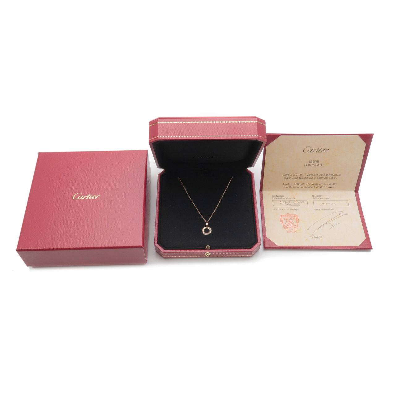 Cartier Baby Trinity 1P Diamond Necklace K18 750YG/WG/PG