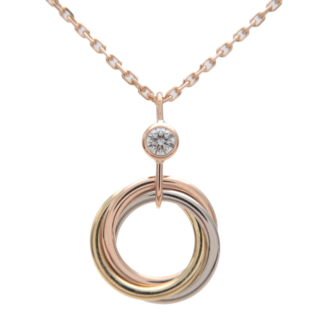 Cartier-Baby-Trinity-1P-Diamond-Necklace-K18-750YG/WG/PG