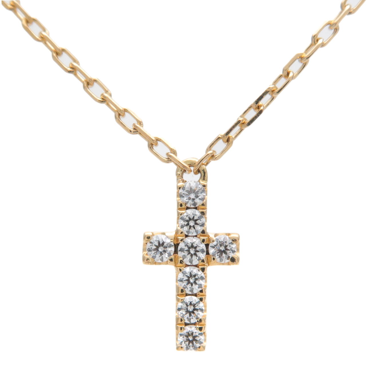 AHKAH-Cross-Diamond-Necklace-0.05ct-K18YG-750YG-Yellow-Gold