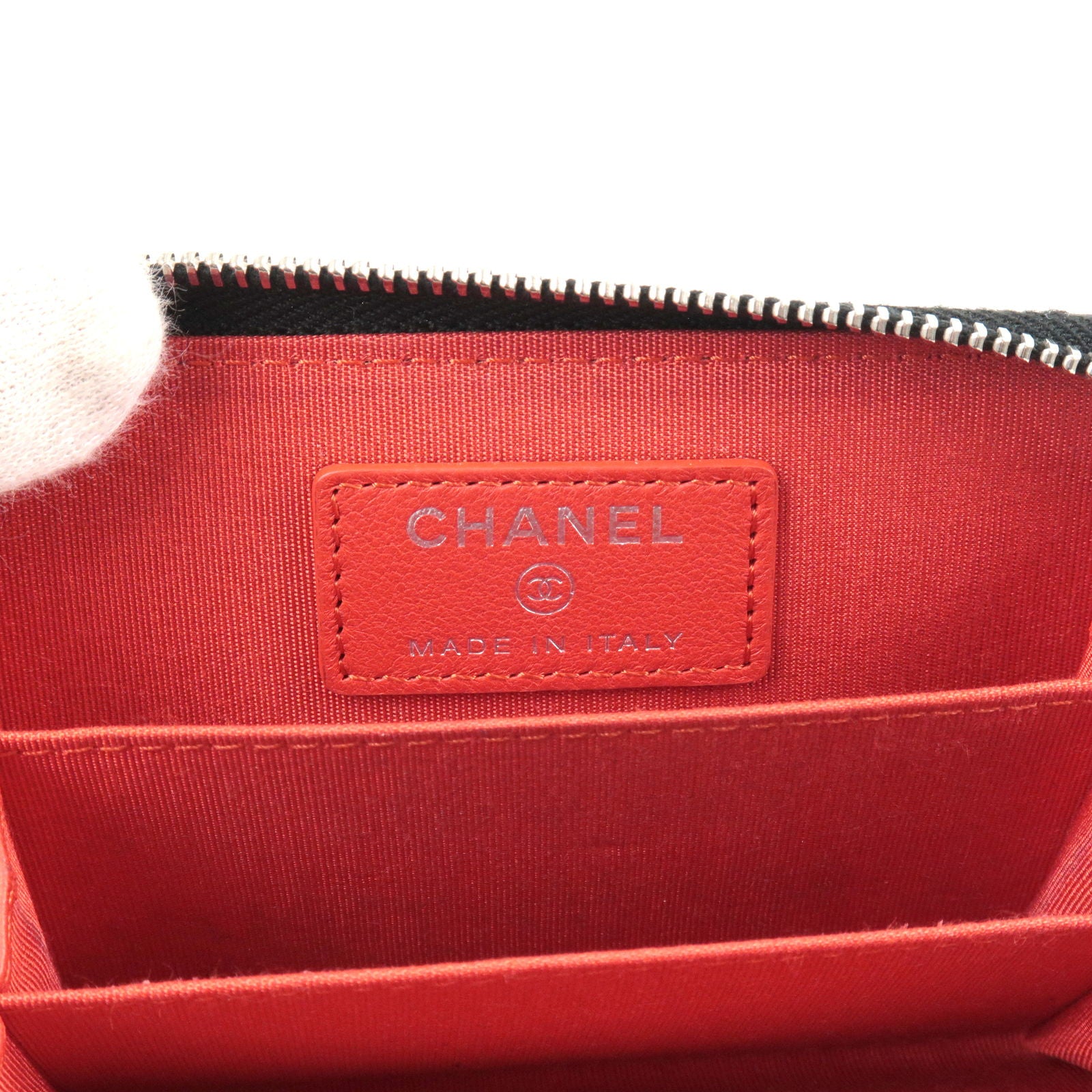 Chanel Lambskin Coin case Card case Mini Wallet Black Leather
