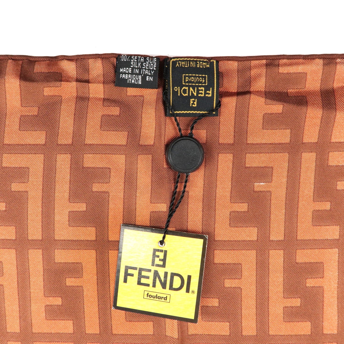 FENDI Zucca Silk 100% Scarf Brown