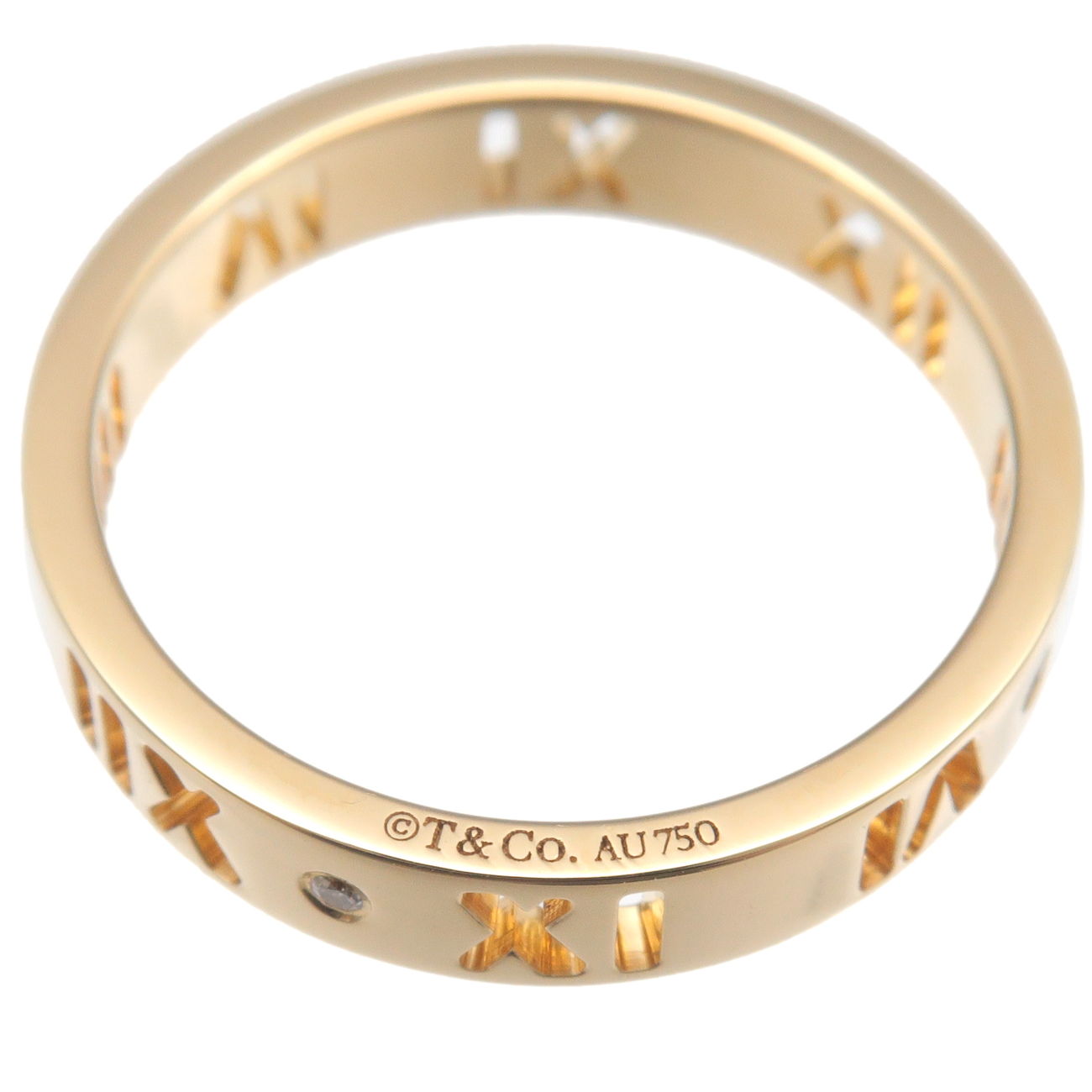 Tiffany&Co. Pierced Atlas 4P Diamond Ring K18 750YG US5.5 EU50.5