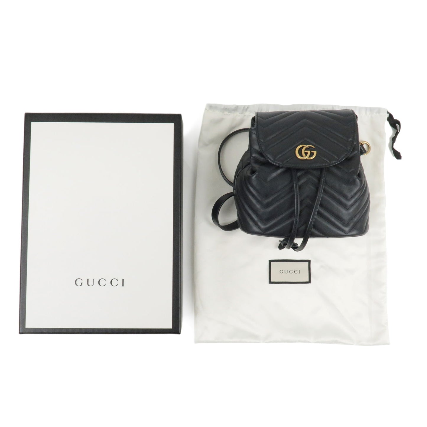 GUCCI GG Marmont Leather Back Pack Ruck Sack Black 528129