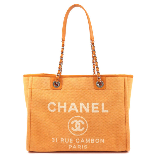 CHANEL-Deauville-MM-Canvas-Leather-Chain-Tote-Bag-Orange-A67001