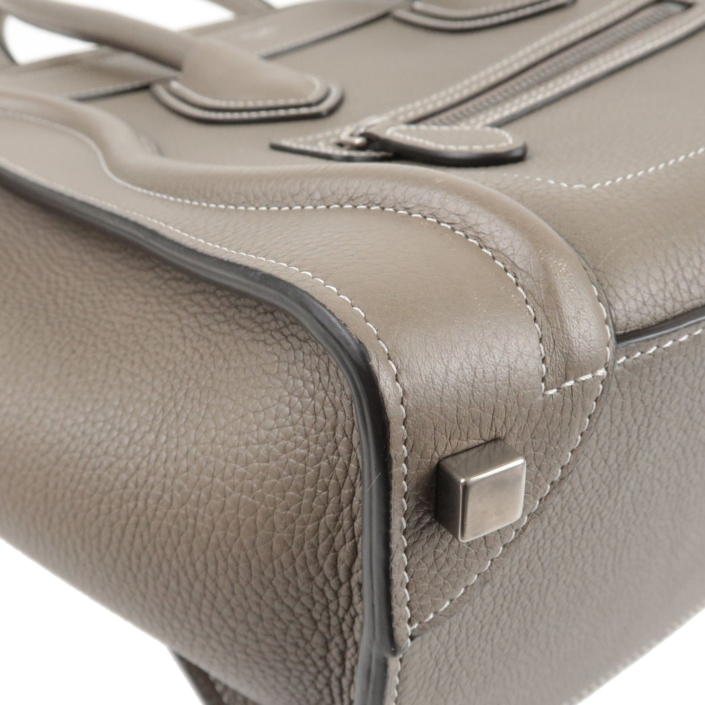 CELINE Luggage Micro Shopper Leather Hand Bag Souris 189793