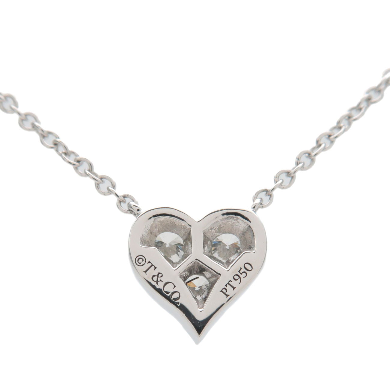 Tiffany&Co. Sentimental Heart 3P Diamond Necklace Platinum