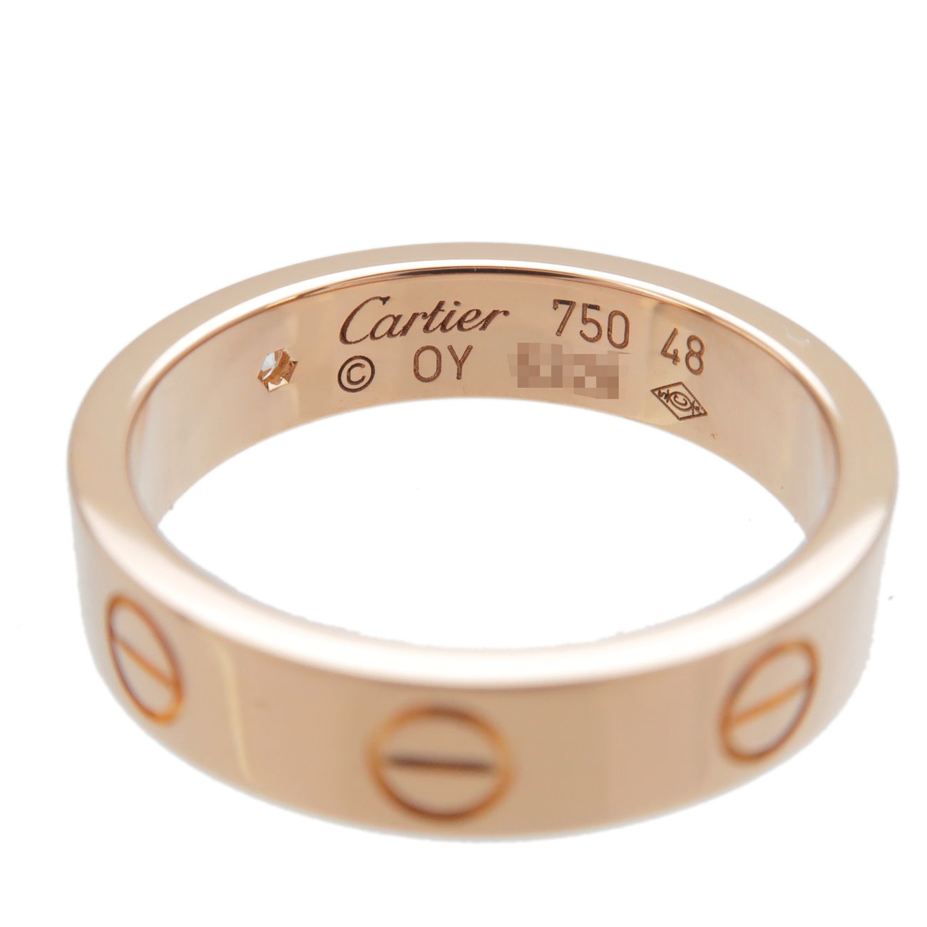 Cartier Mini Love Ring 1P Diamond K18 750 Rose Gold #48 US4.5