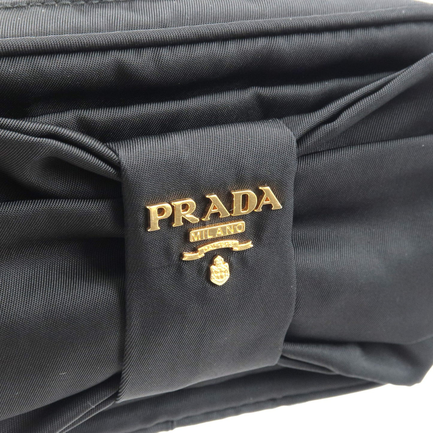 PRADA-Logo-Nylon-Leather-Ribbon-Tote-Bag-NERO-Black-BN1601 – dct
