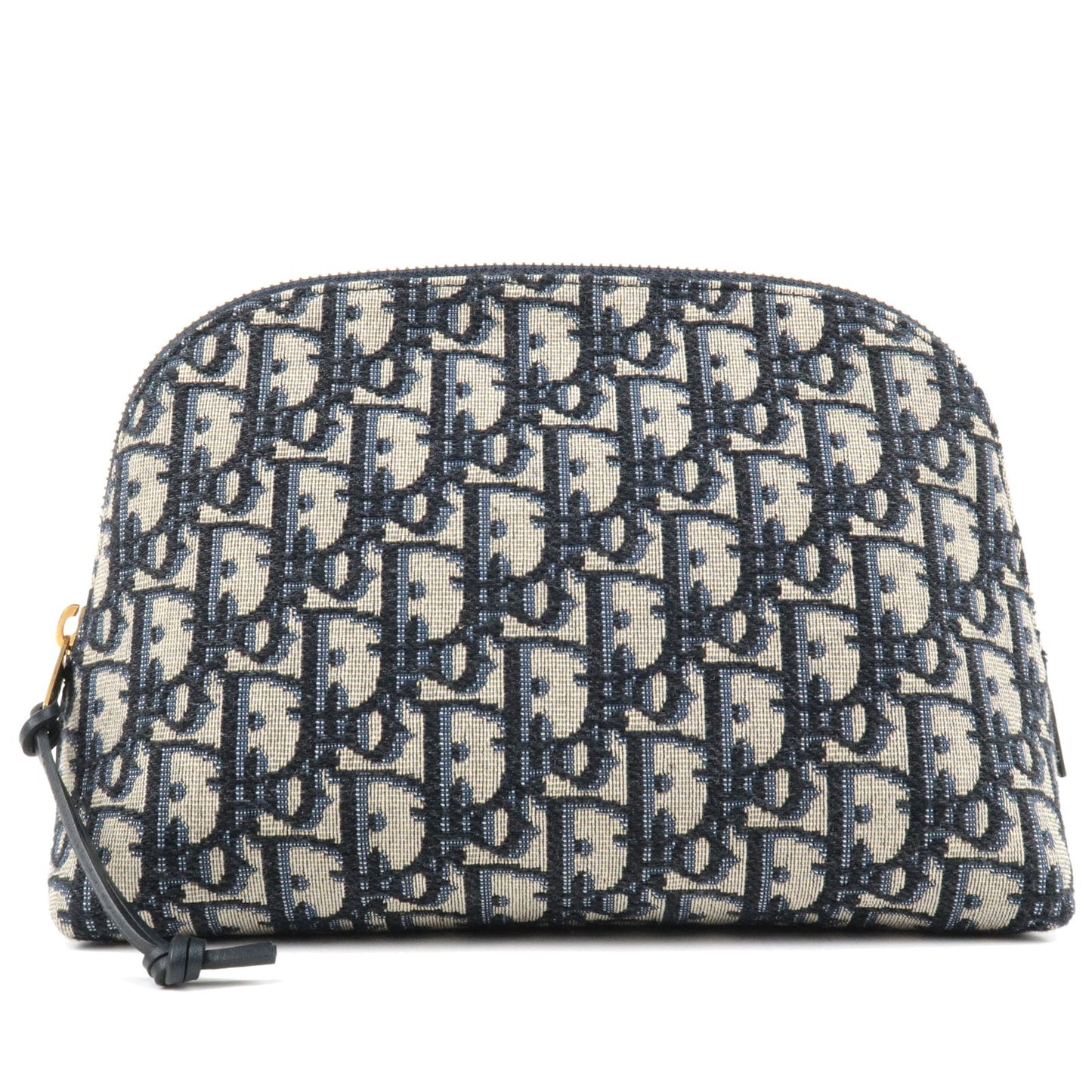 Christian-DIOR-Oblique-Trotter-Canvas-Jacquard-Leather-Pouch-Navy