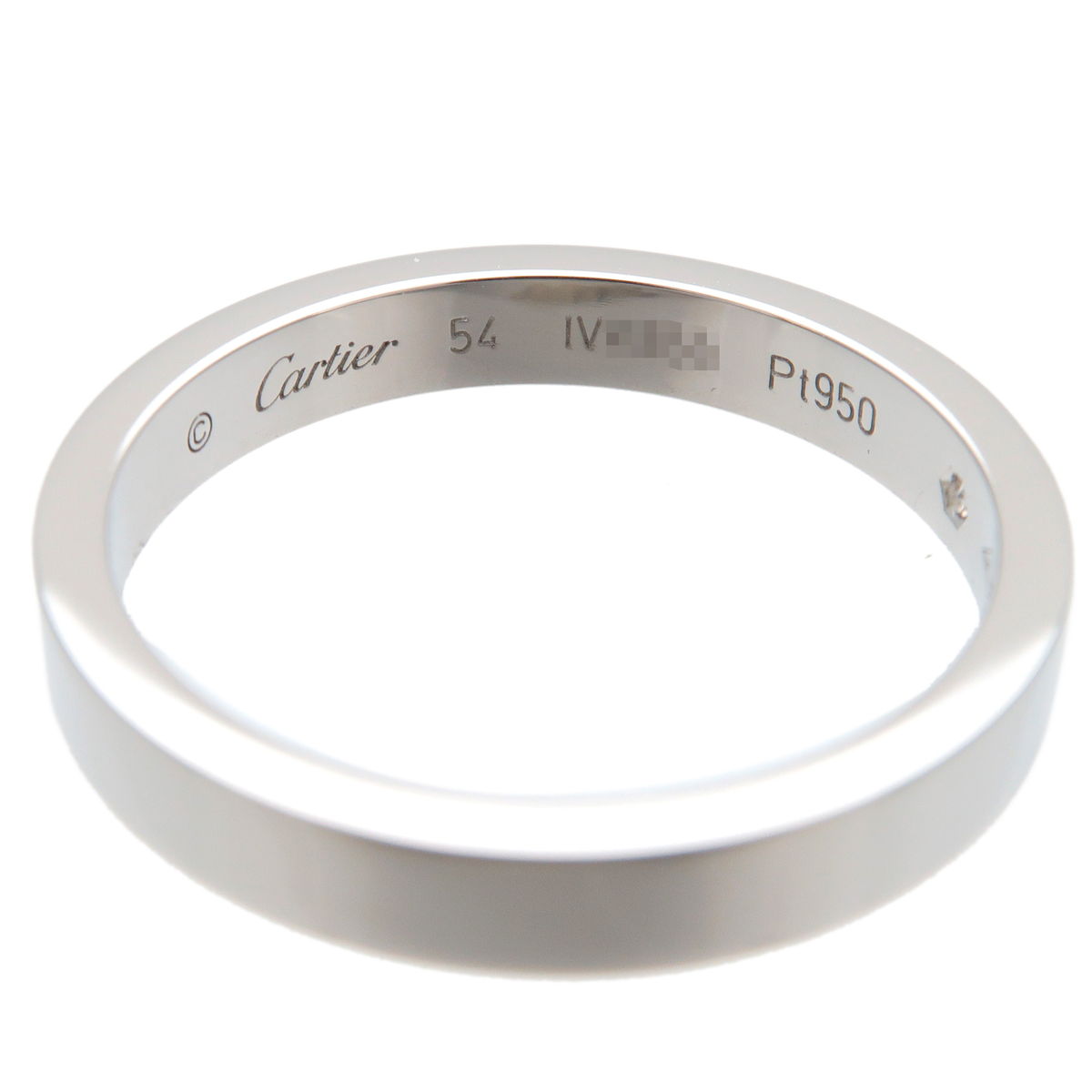 Cartier Engraved 1P Diamond Ring PT950 #54 US7 EU54 HK15