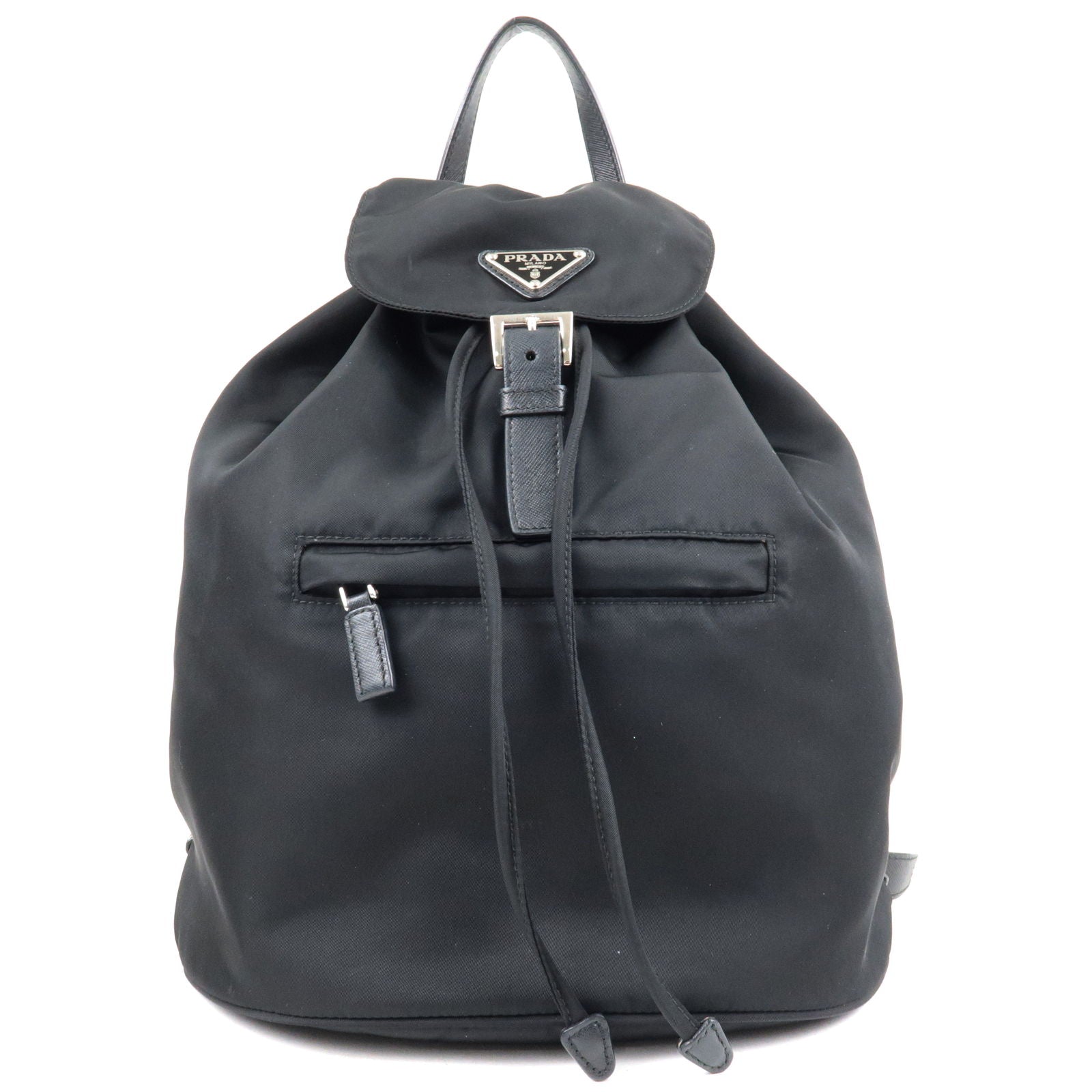 PRADA-Logo-Nylon-Leather-Back-Pack-Ruck-Sack-NERO-Black-BZ0032