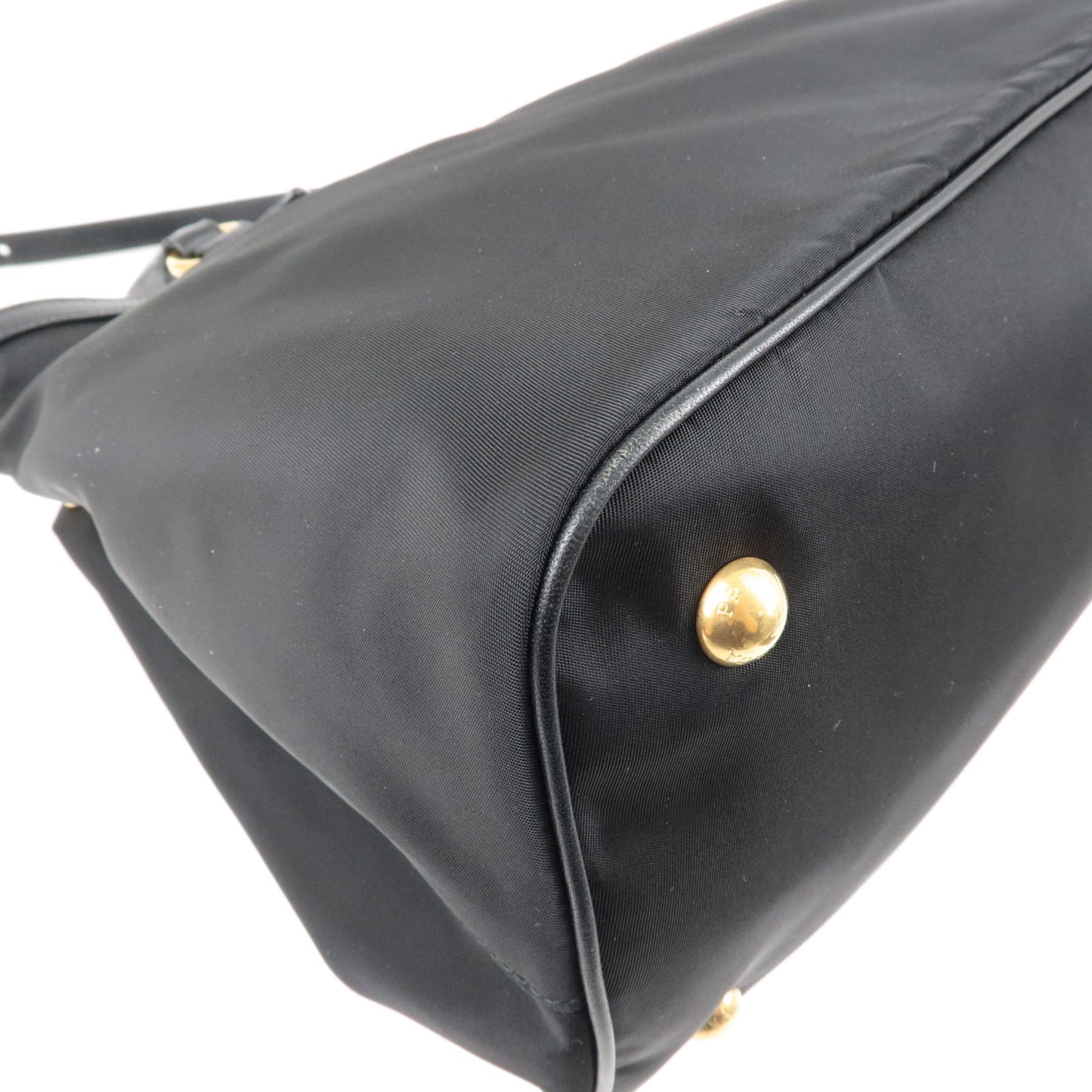 PRADA Logo Nylon Leather 2Way Bag Hand Bag NERO Black 1BA579