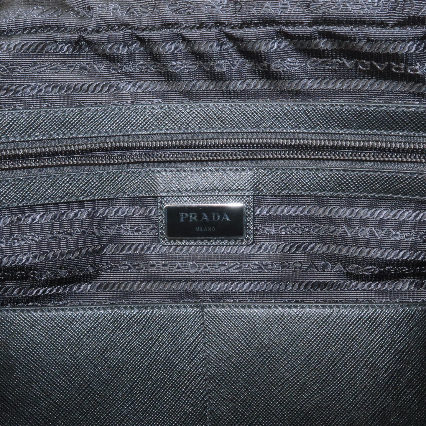 PRADA Logo Nylon Leather Business Bag Brief Case Black 2VE661