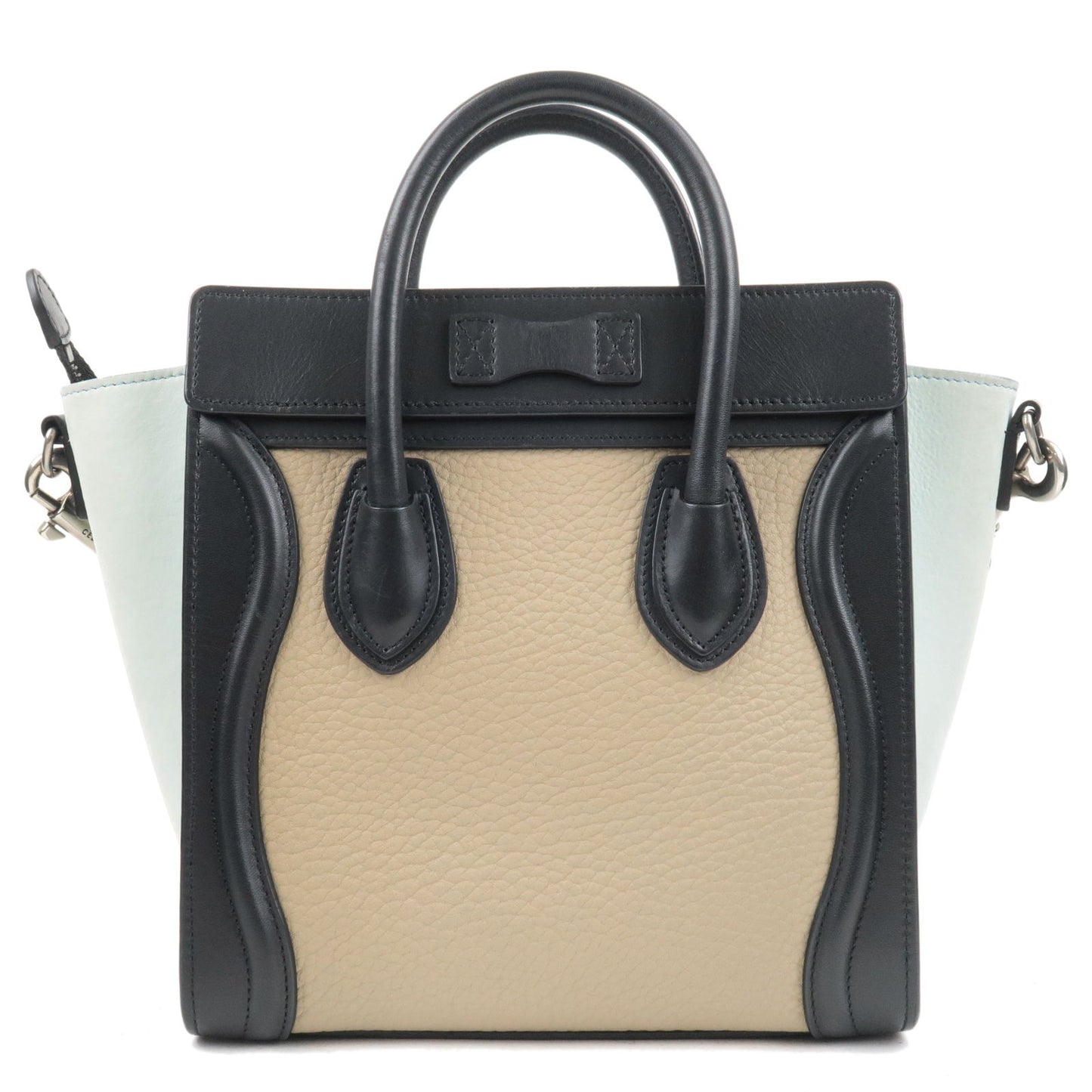 CELINE Leather Luggage Nano Shopper 2Way Bag Tricolore 168243