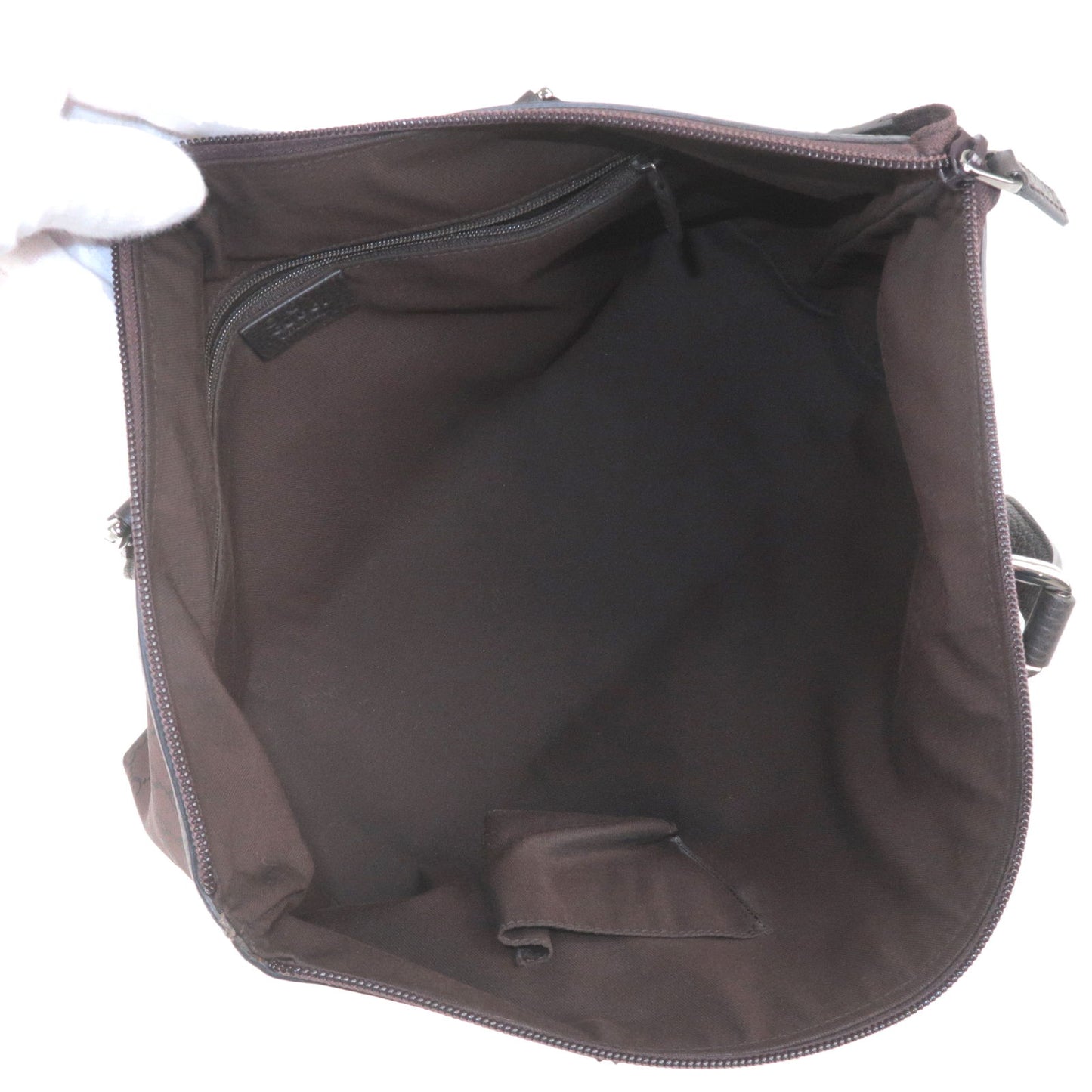 GUCCI Abbey GG Nylon Leather Tote Bag Brown 268640