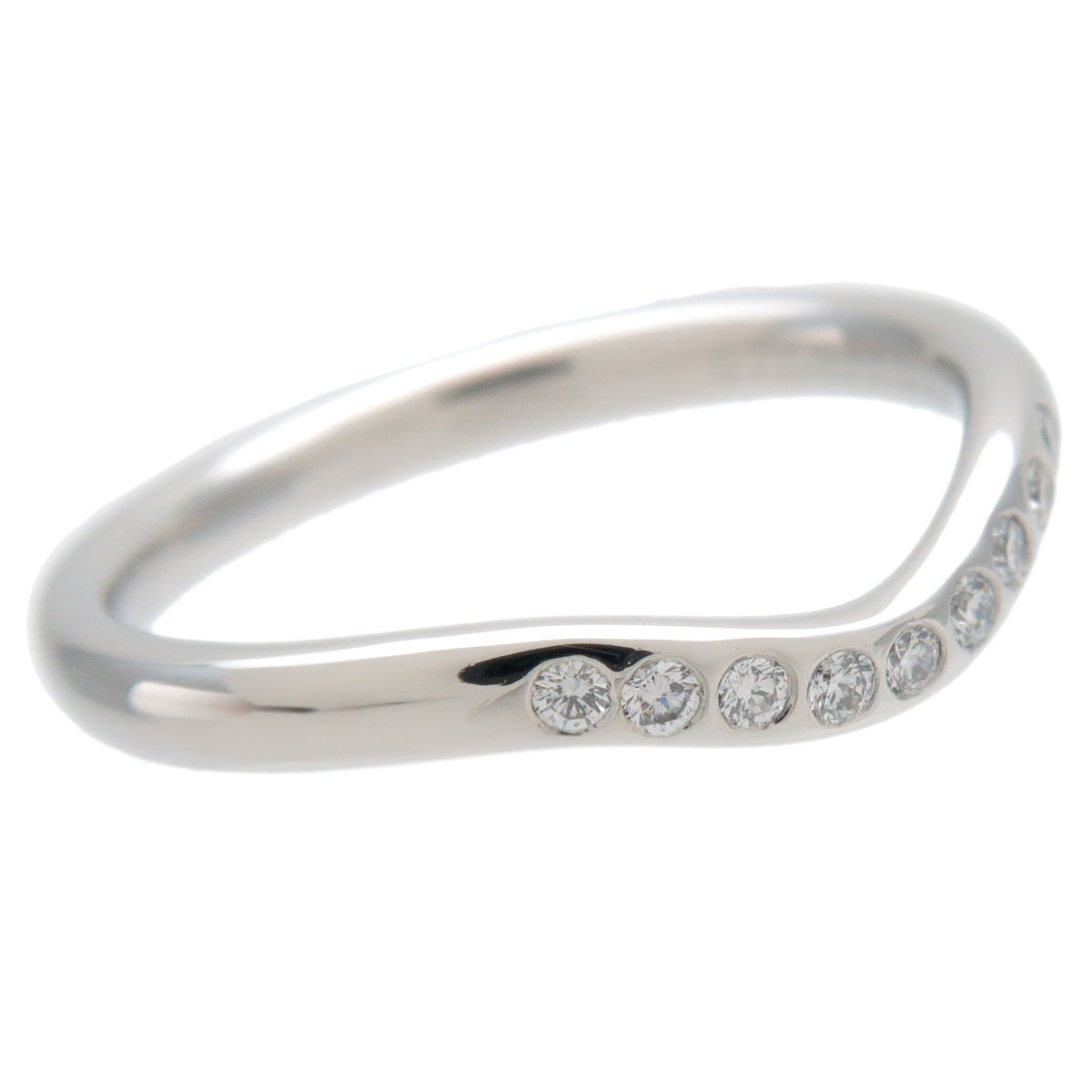 Tiffany&Co. Curve Band Ring 9P Diamond PT950 US3.5-4 EU46