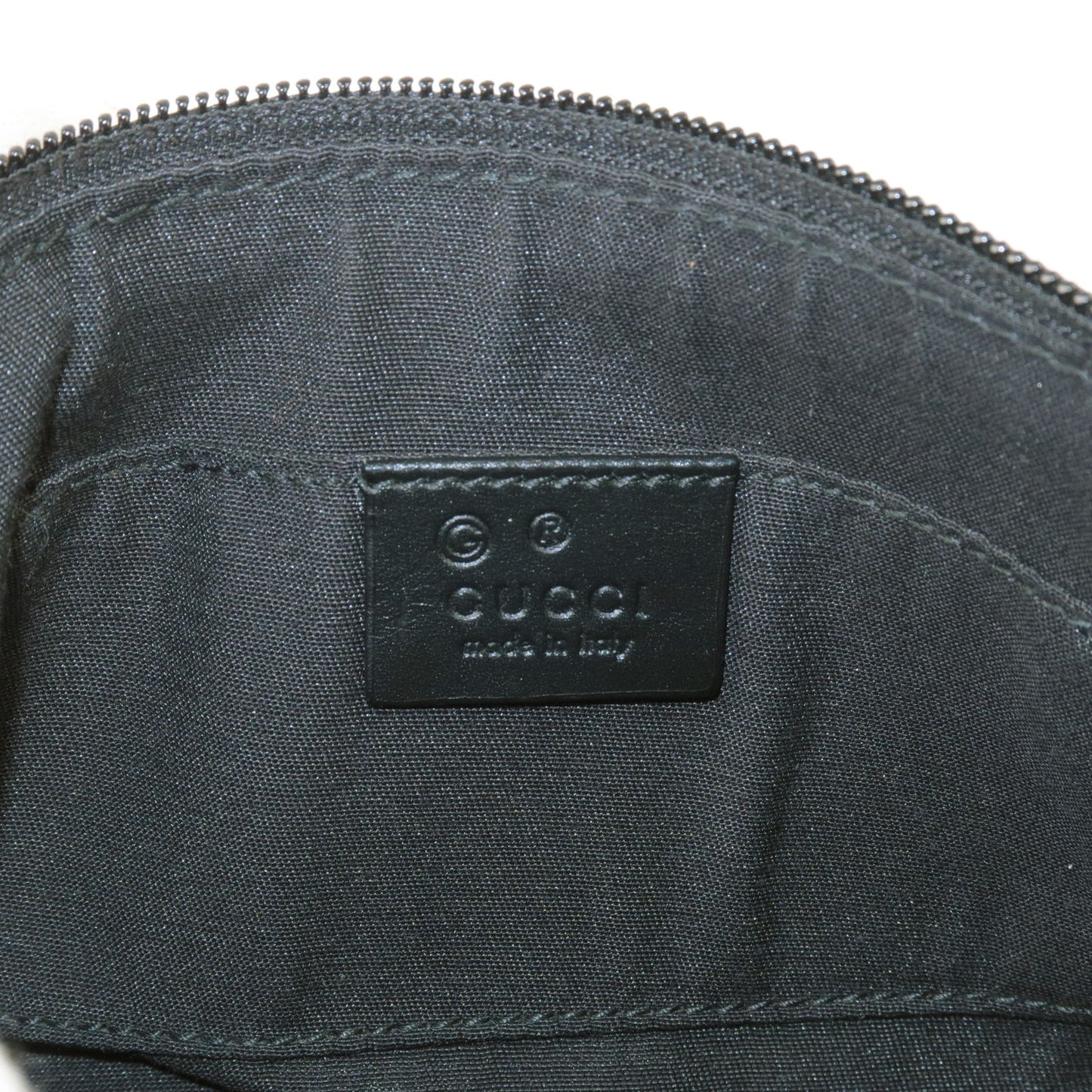 GUCCI GG Nylon Leather Pouch Hand Bag Purse Black 272381