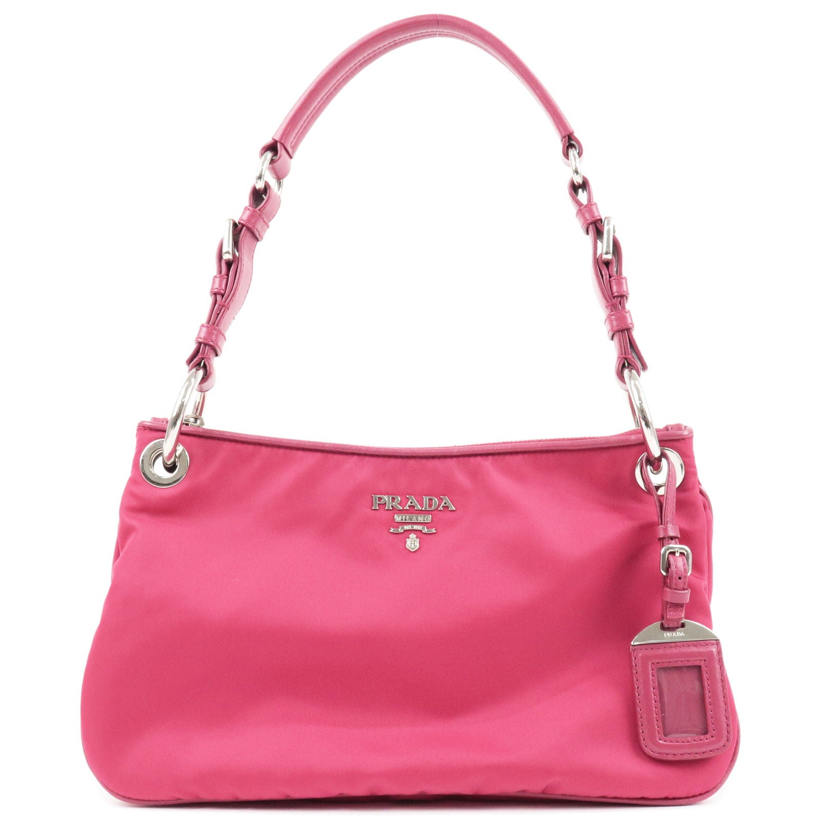 Prada Vitello Phenix Pink Leather Silver Logo Small Camera Crossbody Bag:  Handbags: Amazon.com