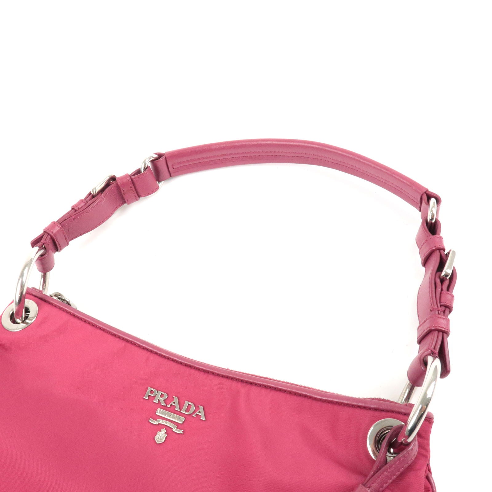 PRADA Logo Nylon Leather Shoulder Bag Hand Bag Pink BR4894 dct