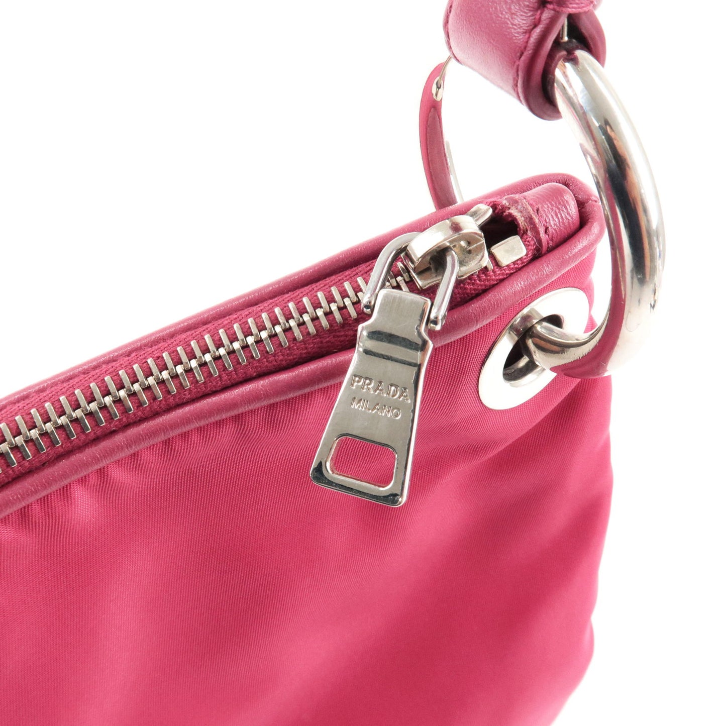 Prada Vintage - Gathered Nylon Chain Shoulder Bag - Pink - Leather