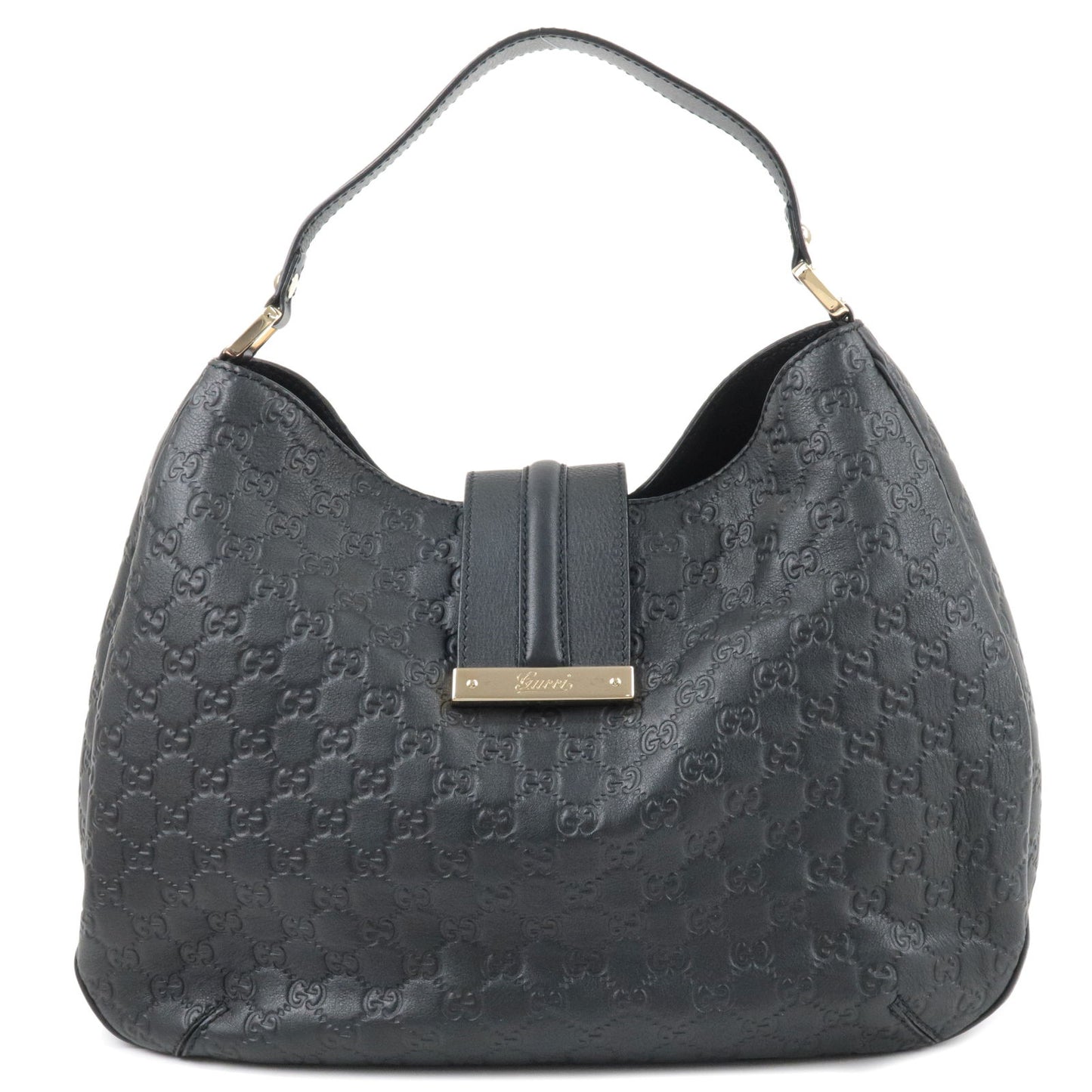 GUCCI-Guccissima-Leather-Shoulder-Bag-Hand-Bag-Black-364834