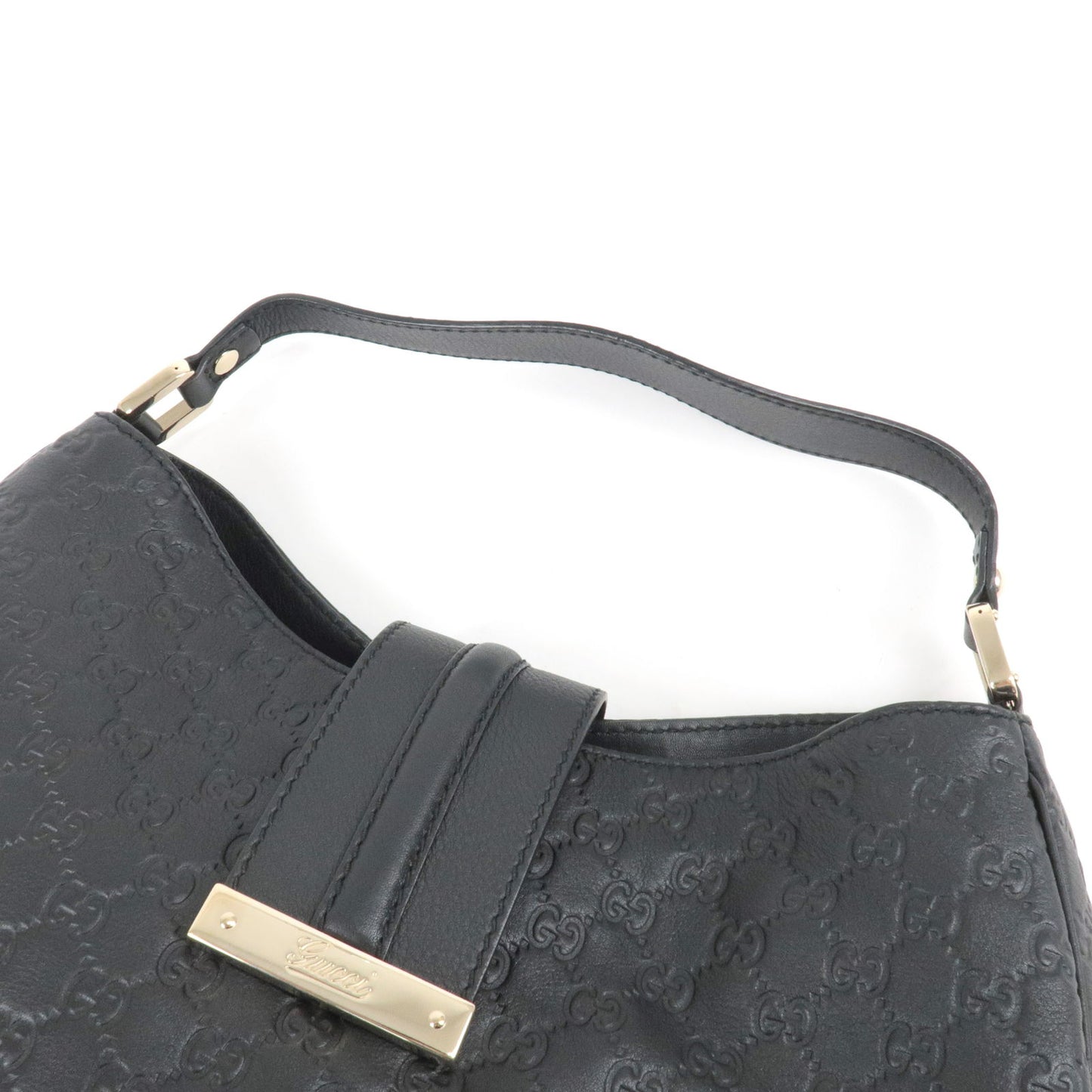 GUCCI Guccissima Leather Shoulder Bag Hand Bag Black 364834