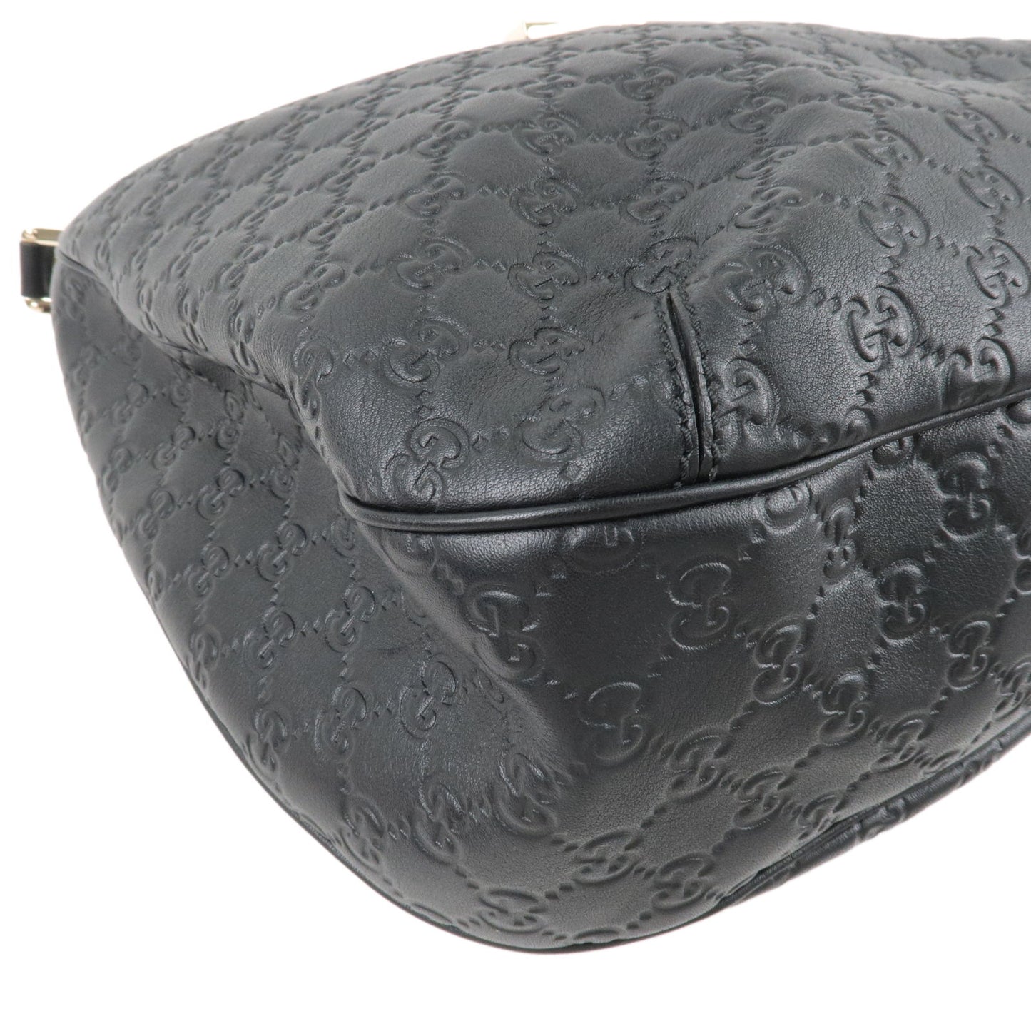 GUCCI Guccissima Leather Shoulder Bag Hand Bag Black 364834