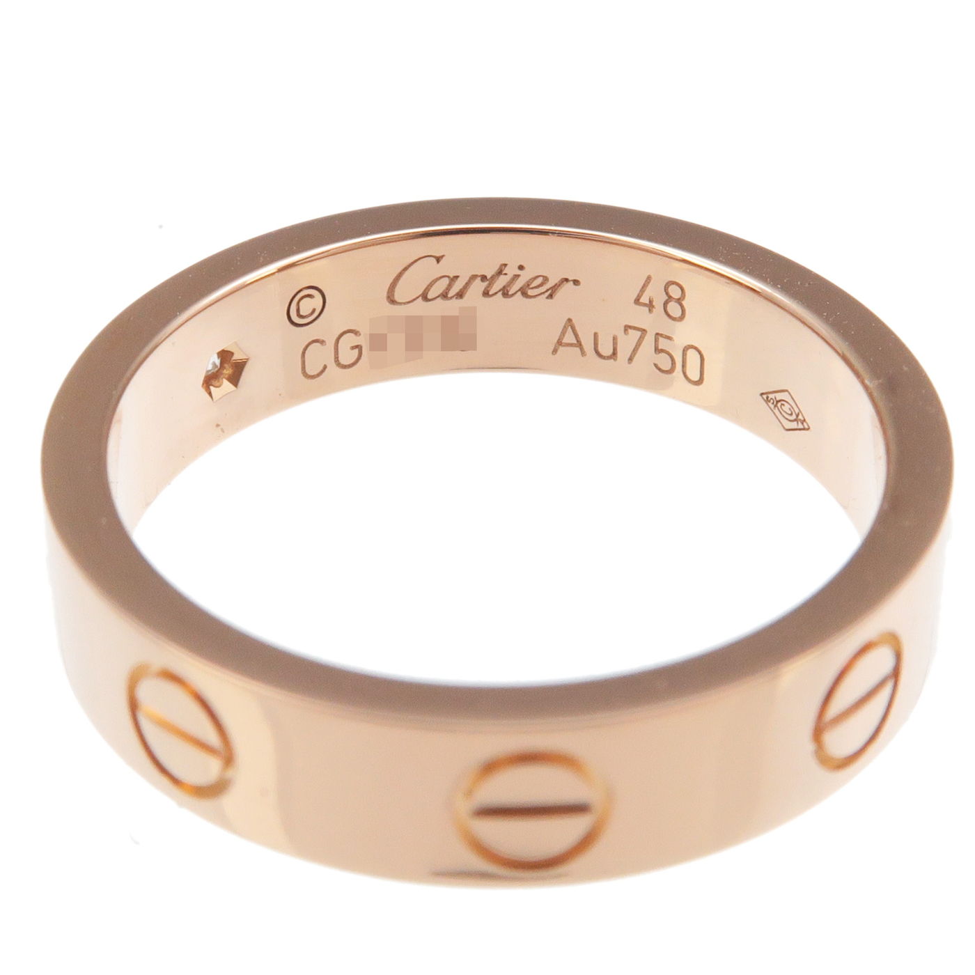 Cartier Mini Love Ring 1P Diamond 750 Rose Gold #48 US4.5