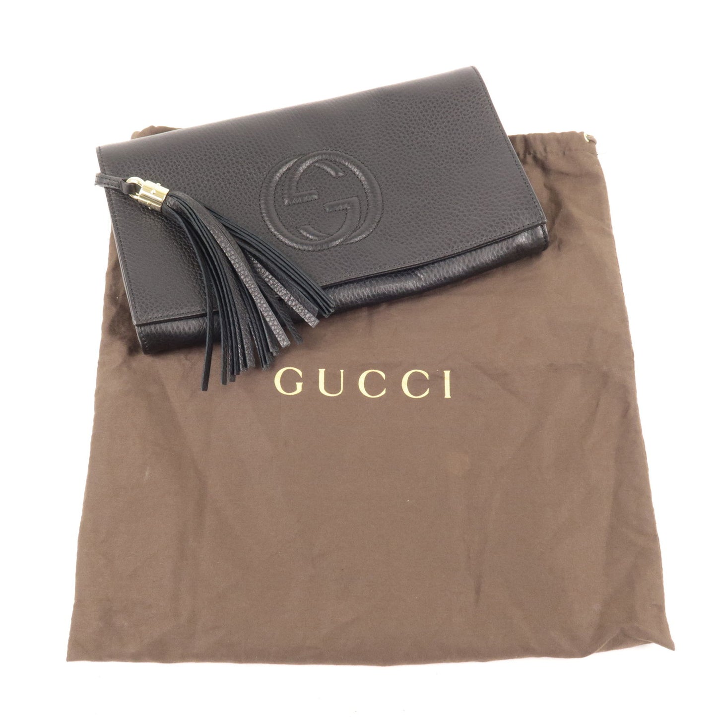 GUCCI SOHO Leather Clutch Bag Second Bag Black 336753