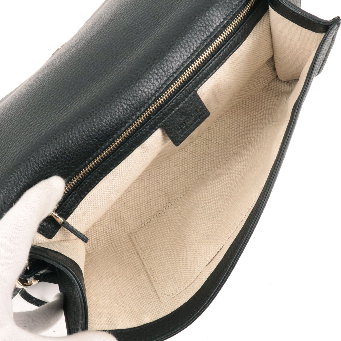 GUCCI SOHO Leather Clutch Bag Second Bag Black 336753