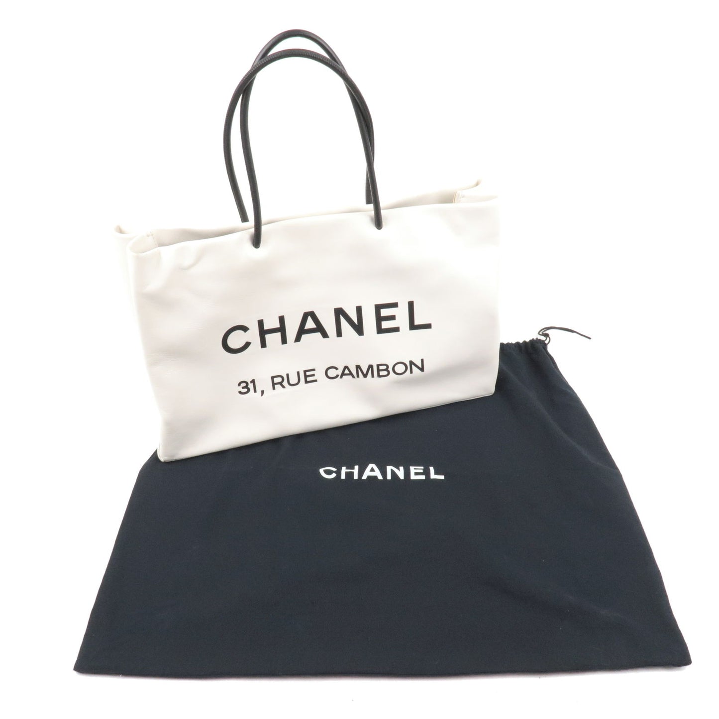 CHANEL Essential Tote Bag Calf Skin Large White A46882