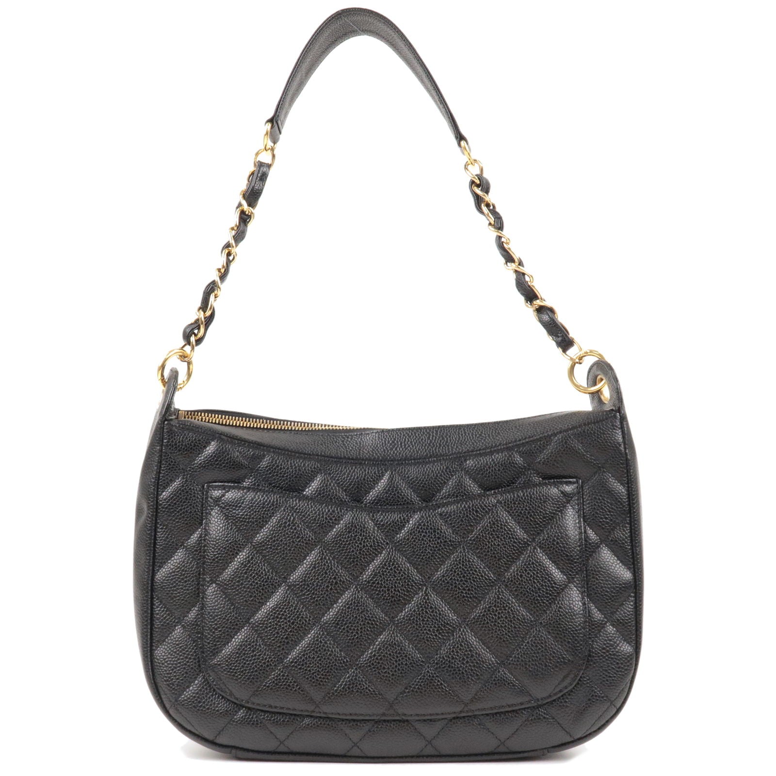 CHANEL Bag Shoulder bag Black Leather Matelasse CC logo