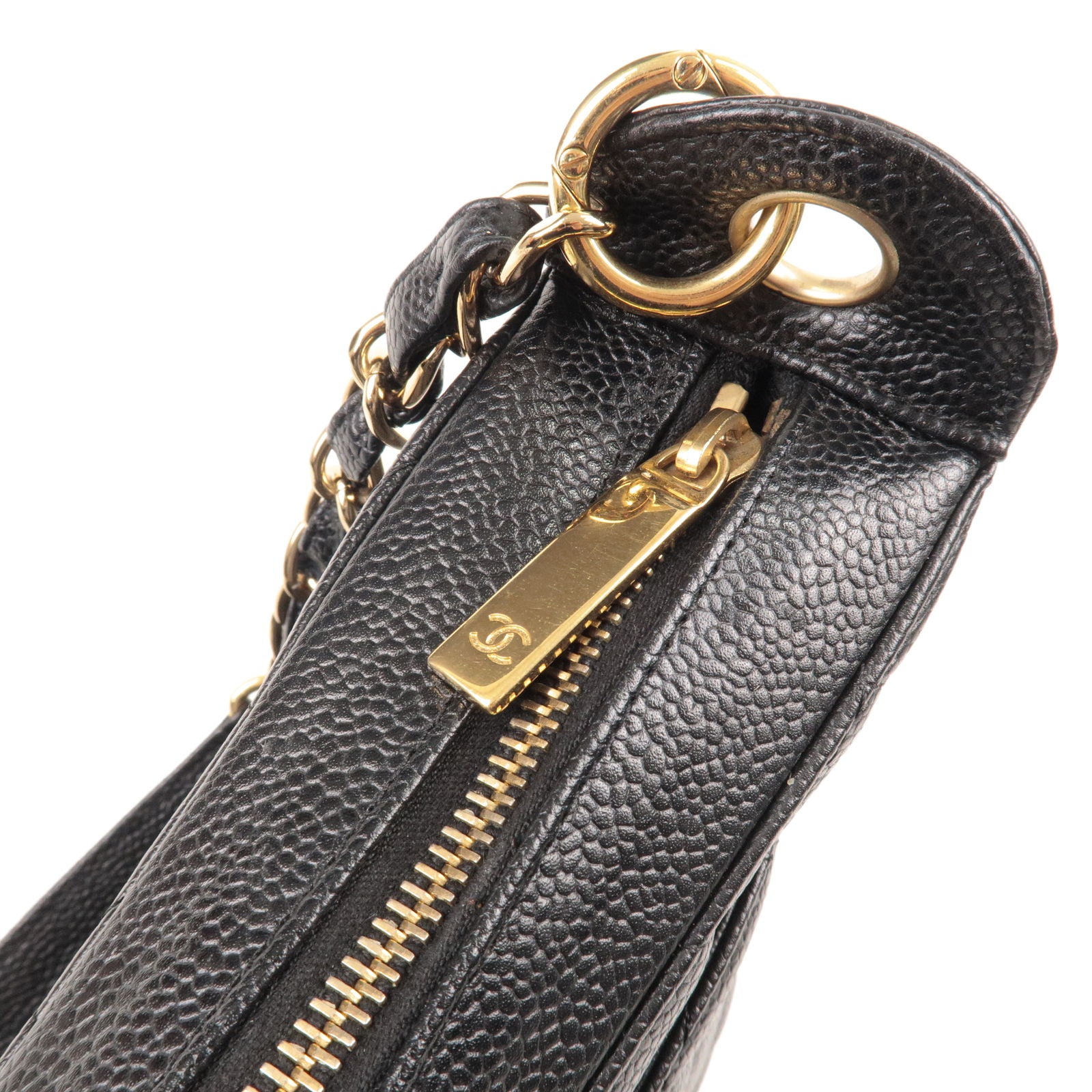 CHANEL CC Mini Matelasse Chain Shoulder Bag Caviar Skin Leather BK GHW  6083LC313