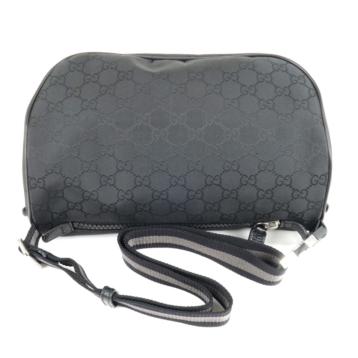 GUCCI GG Nylon Leather Body Bag Waist Bag Black 449182