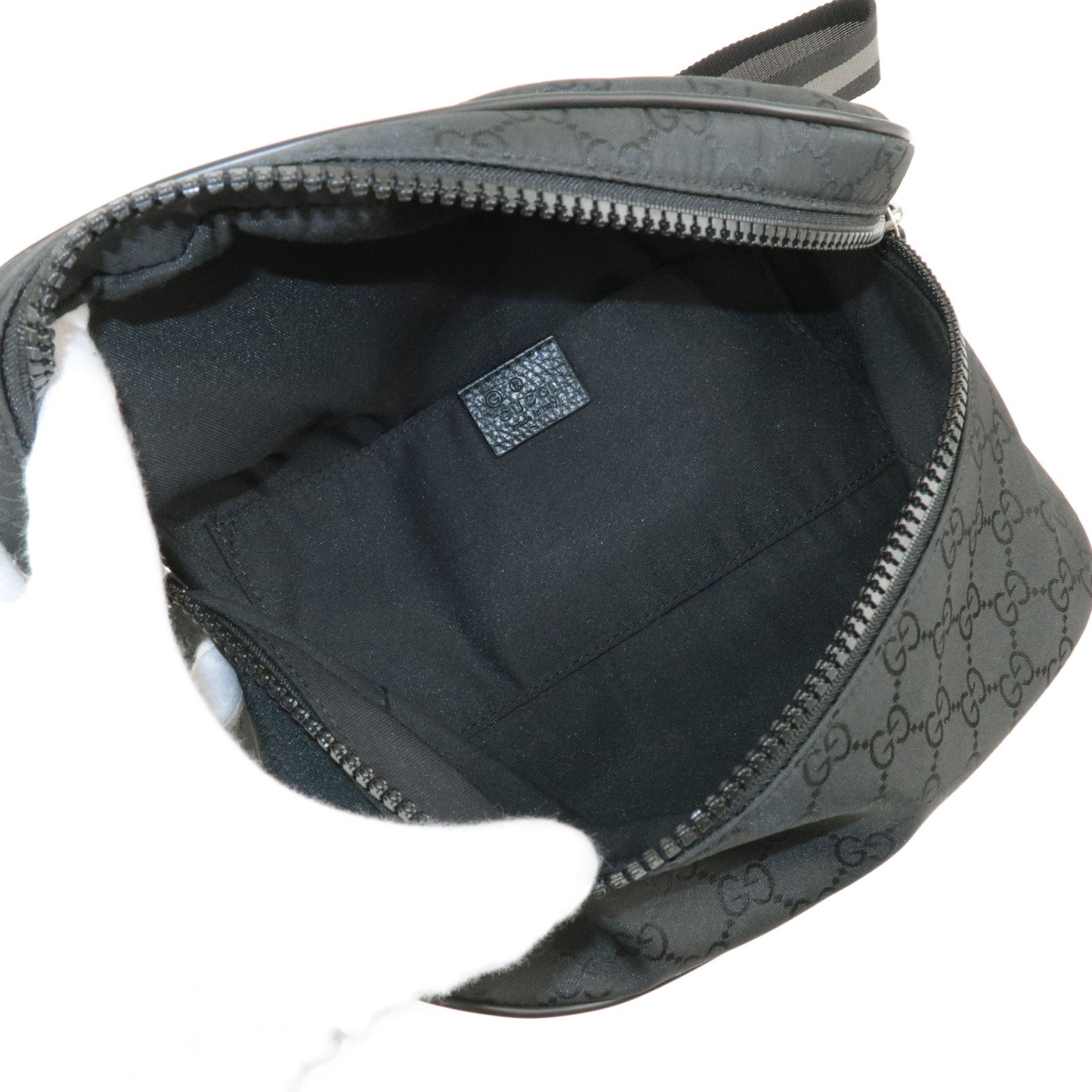 GUCCI GG Nylon Leather Body Bag Waist Bag Black 449182