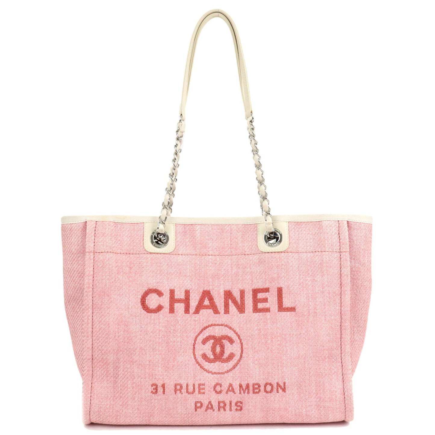 CHANEL-Deauville-MM-Mix-Fiber-Leather-Chain-Tote-Bag-Pink-A67001