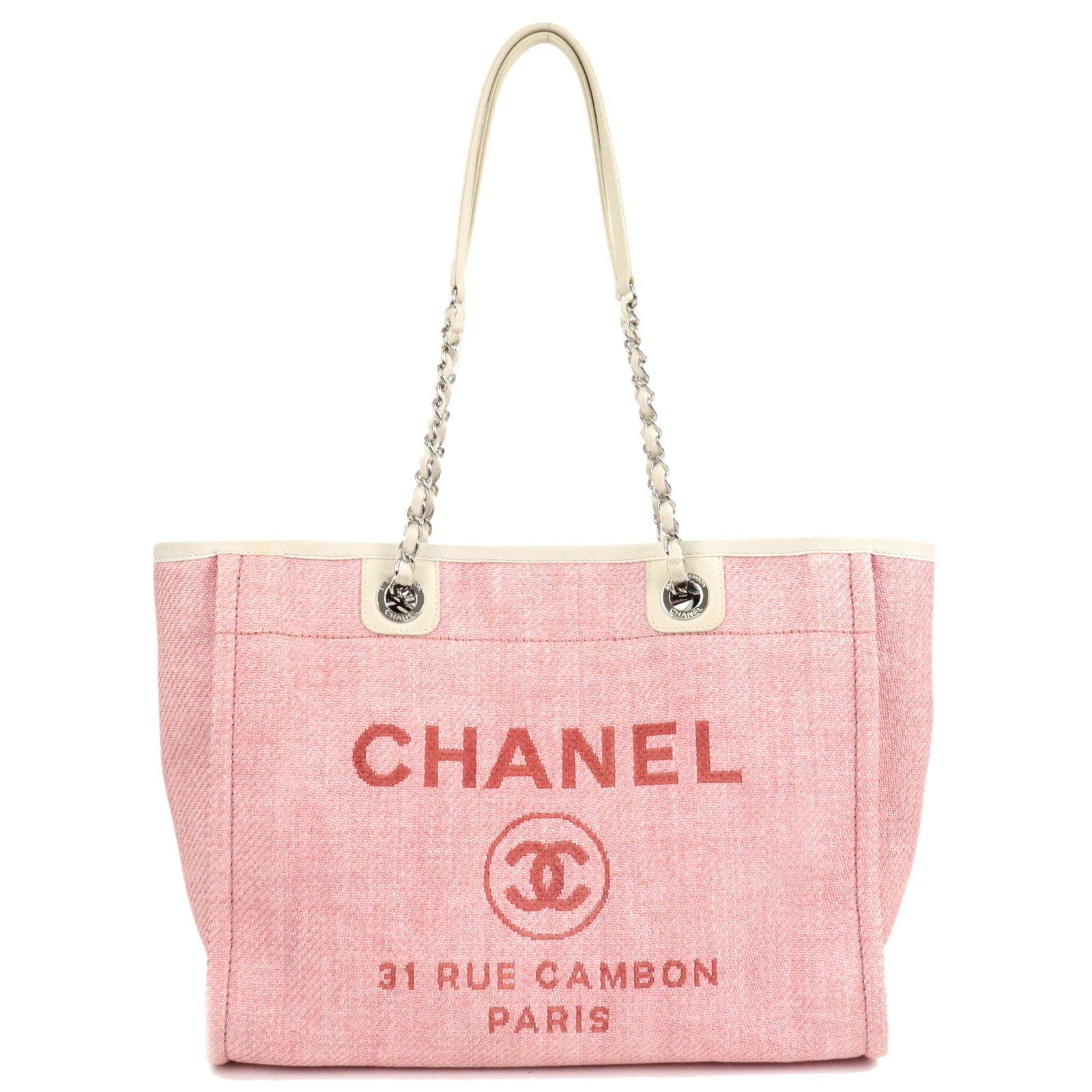CHANEL-Deauville-MM-Mix-Fiber-Leather-Chain-Tote-Bag-Pink-A67001